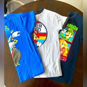 Super Mario and Sonic the Hedgehog shirts